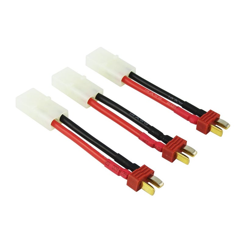 OliYin 3pcs Male Anti-skid T-plugs to plug for Tamiya Female Connector Adapter Cable 14awg 1.96in for Lipo Charger(pack of 3) - Image 1